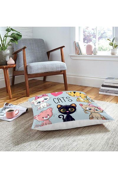 Realhomes Pernă de podea cu animale modernă imprimată digital cu motiv de pisici (1000 gr umplută în interior)