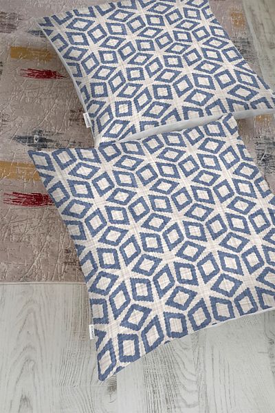 Realhomes Desene geometrice pe podea gri denim pernă de podea cu design special