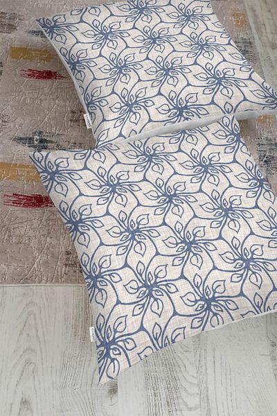 Realhomes Pernă de podea cu flori geometrice pe podea gri