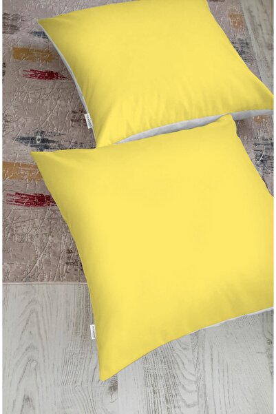 Realhomes Dijital Baskılı Düz Sarı Renkli Fermuarlı Yer Minderi