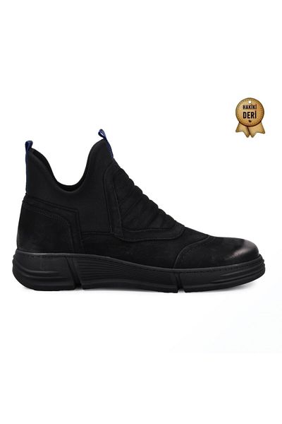 JAMES FRANCO 5761 Μαύρο-nubuck Γνήσιο Δερμάτινο Ελαστικό Ανδρικές Μπότες