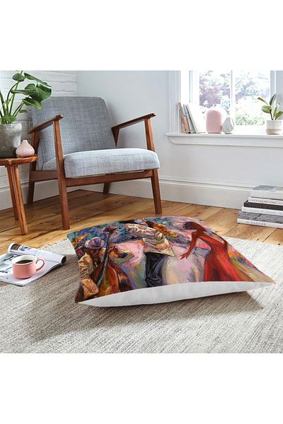 Realhomes Pernă de podea modernă pentru femei cu desene de pictură în ulei