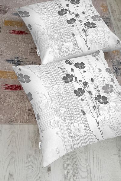 Realhomes Pernă de podea modernă imprimată cu design floral, cu desen pe cărbune
