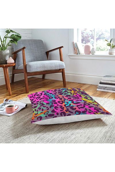 Realhomes Pernă de podea modernă, imprimată digitală, cu model de leopard