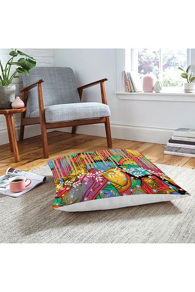 Realhomes Pernă de podea modernă cu imprimare digitală multicoloră