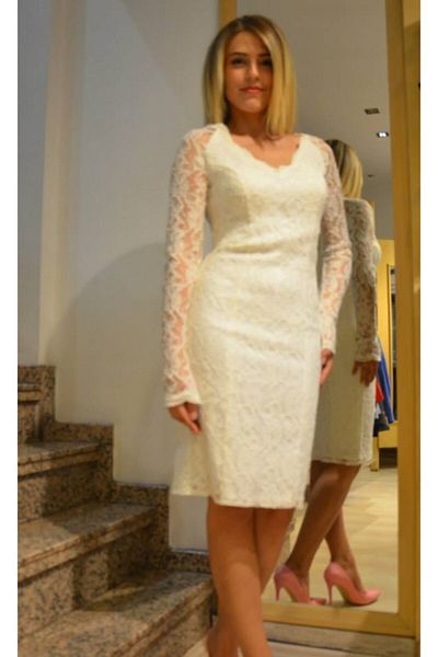 AYHAN Women's White Lace Dress