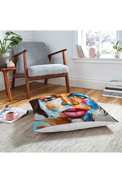 Realhomes Pernă decorativă modernă pentru podea, pictată cu apă