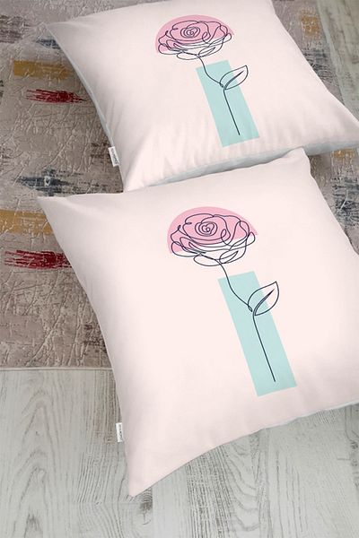 Realhomes Pernă decorativă boemă de podea cu motiv trandafir pe fundal roz