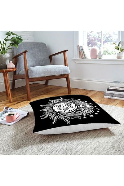 Realhomes Pernă decorativă de podea cu stele de soare și lună