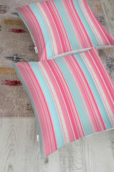 Realhomes Roz Albastru Linii drepte Pernă de podea cu design special