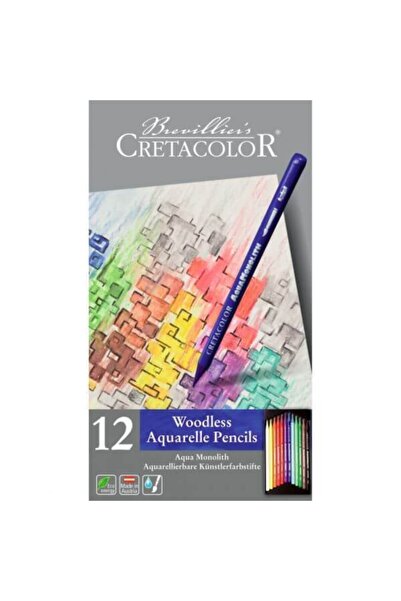 CretaColor أقلام تلوين مائية خالية من الخشب من أكوا مونوليث 12 لونًا