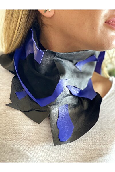 AGG TASARIM Mavi Boyunluk Deri Kolye