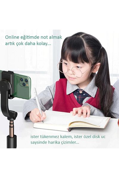 TEKNETSTORE Touch Pen 2 In 1 Passive Stylus Capacitive Tablet Pen White