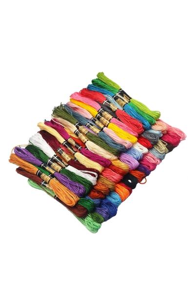 LOVYCO 50 Adet Muline Çapraz 8 Metre 6 Kat Farklı Renk Kanaviçe Nakış Rokoko ...