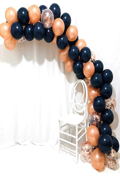 Parti dolabı Chain Balloon Black Rose Gold Confetti 4 Meters