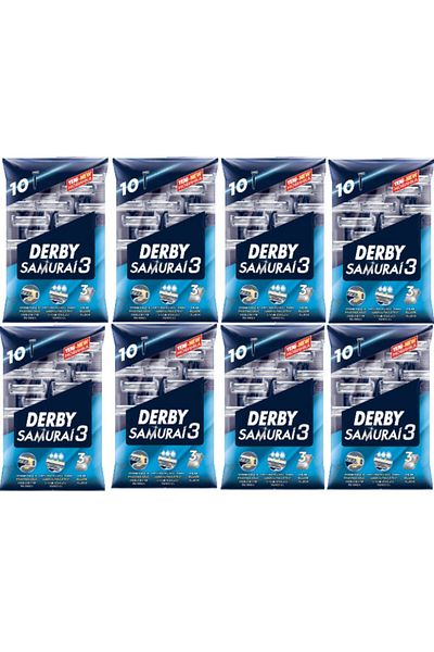 Derby Samurai 3 Classic 10-Piece Bag Razor X 8 Pieces