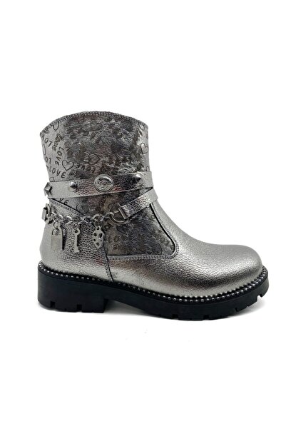 MOTTİ KİDS CLUB Hakiki Deri Kalp Zincirli Çelik Ortopedik Kız Çocuk Bot 1672