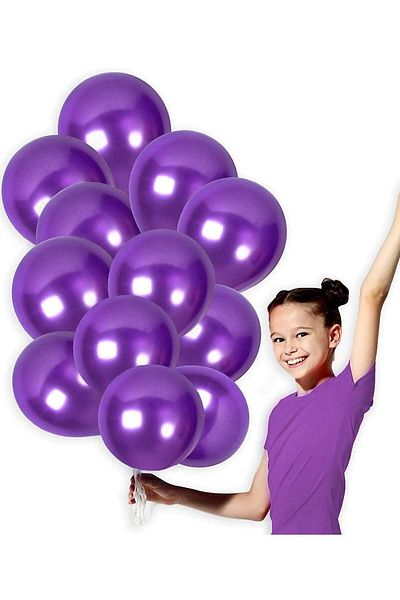 Parti dolabı Purple Color Metallic Balloon 5 Pack