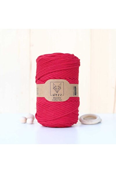 Ritzz Червона одножильна бавовняна нитка для макроме // 3 мм // 500 грам
