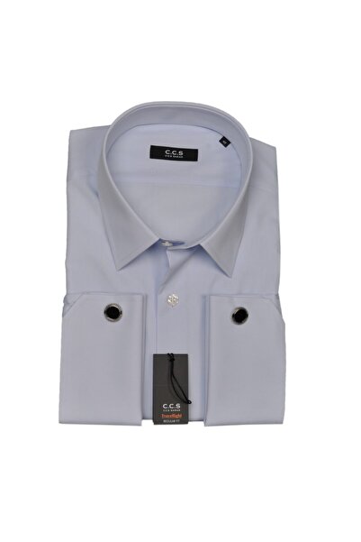 CCS Sarar Erkek Mavi Geniş Manşet Kol Düğmeli Gömlek