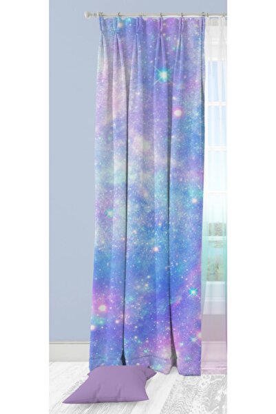 Alacastore Unicorn Gökyüzü Temalı Petek Kadife Dokulu Dijital Baskı Fon Perde