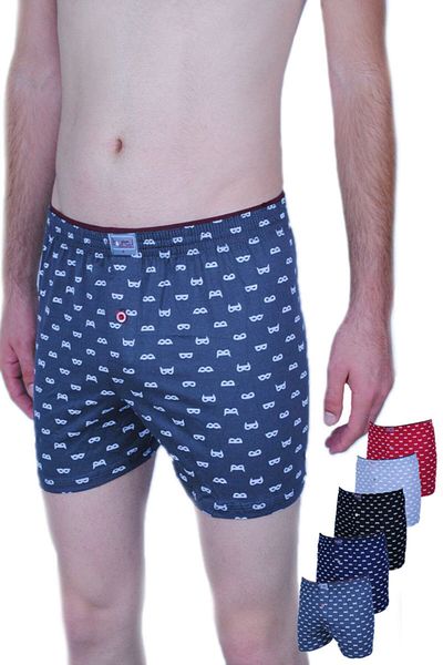 COTBOXER Ανδρικά Boxers - Πακέτο 5 Solfege Χτενισμένα Βαμβακερά, Κουμπιά και Μοτίβο Γυαλιών