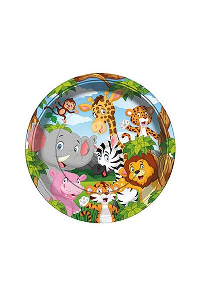 Parti dolabı Cute Animals Safari Cardboard Plate 8 Liters