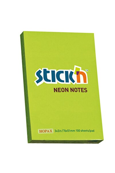 Gıpta ورق ملاحظات لاصق Hopax Stickn 100 Yp 76x51 أخضر فسفوري 21163