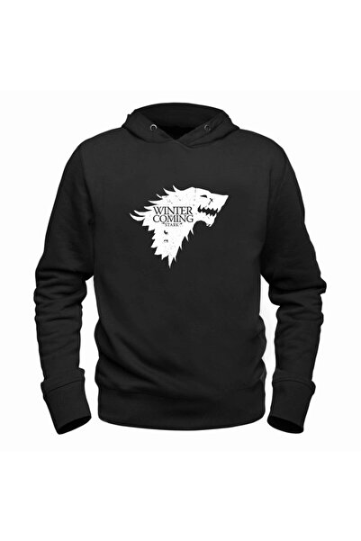 Alfa Tshirt سويت شيرت بقلنسوة أسود للجنسين من Game Of Thrones
