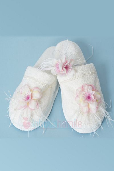 lohusahamile Women's Pink Furry Şebboy Maternity Crown and Maternity Slippers Set