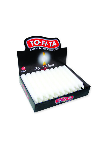 TO-Fİ-TA toptanfiyattarifesi Beyaz Kalın Ekonomik Paket 1 Mum 14 cm 20'li