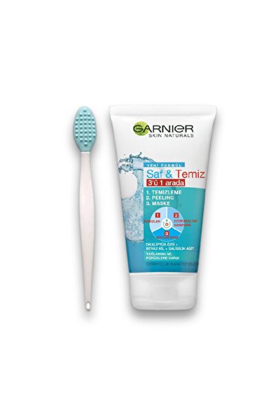 Garnier Saf Temiz 3 In 1 Temizleme Peeling Maske + Çilek Peeling Fırçası