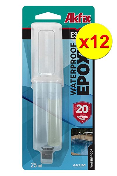 Akfix E300 Suya Dayanıklı Epoksi Yapıştırıcı Şırınga 25ml 12 Adet