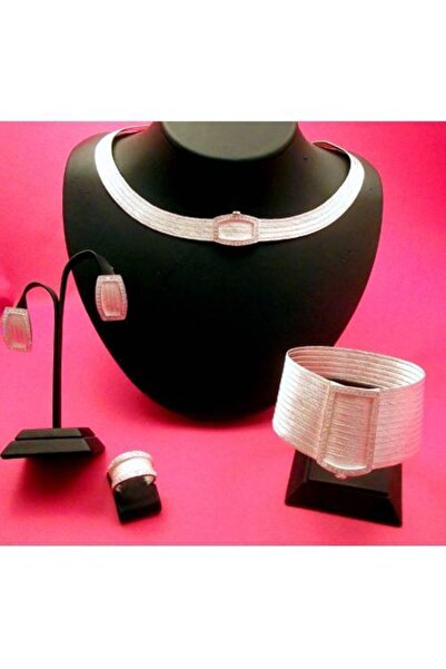 Aşina Gümüş Yeni Yıl Hediyesi Trabzon Hasır Seti Gümüş Set Örgü 980 Ayar Zirk...