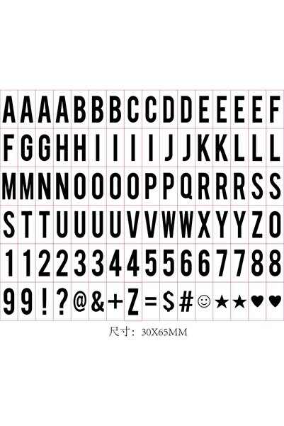 DogusDeco A4 Lightbox Uyumlu 96 Adetli Siyah Harf Seti