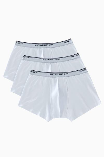 Hemington Erkek Üçlü Beyaz Gri Siyah Pamuklu Boxer