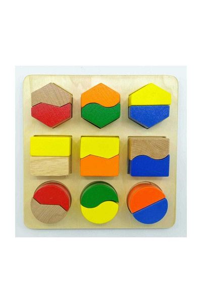 Bigpoint Hongji Wooden Geometric Shaped Blocks 18 Pieces