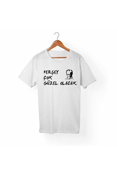 Alfa Tshirt تي شيرت أبيض كل شيء سيكون على ما يرام للجنسين