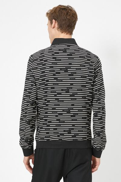 Koton Ανδρικό παλτό μαύρου χρώματος εμπριμέ 0YAM21959HW