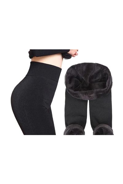 HACKER DENIM Women's Black Plush Tights
