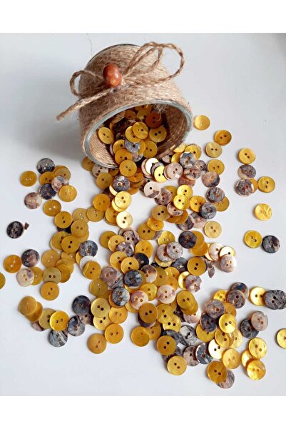 canan dizayn Hakiki Istiridye Kabuğu Sarı Renk Sedef Düğme 12,5 mm 20'li Paket