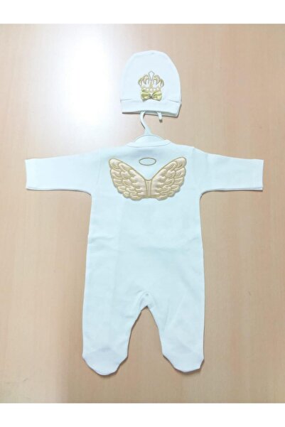 Sönmez Baby Bebek Ekru Melek Kanatlı Penye Tulum