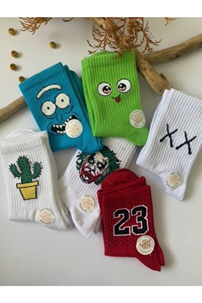 çorapdunyam Унісекс серія кольорових візерунків коледж теніс 6 пар шкарпеток ...