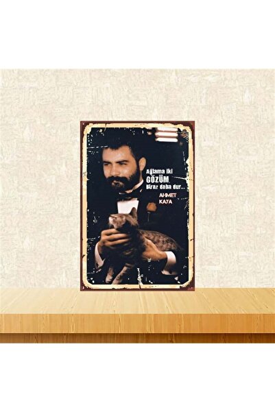 TAKIFİX Ağlama Iki Gözüm Ahmet Kaya Ahşap Retro Poster