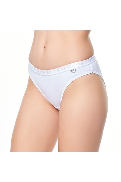Tutku Women's 12 Pieces White Written Bikini Panties