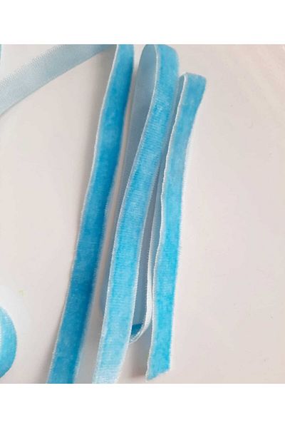 canan dizayn Μπλε Βελούδινες Κορδέλες Απρόσδεκτο 5 Mt 1 cm