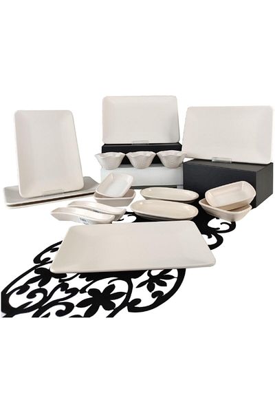Keramika Siera 17 Piece Breakfast Set for 6 Persons Cream