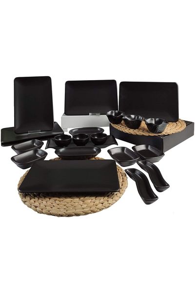 Keramika Black Siera 21 Piece Breakfast Set for 6 People