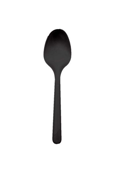 Cansüs Black 25-Piece Disposable Plastic Spoon
