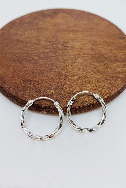 Artuklu Telkari 925 Ayar Rodyum Kaplama Kadın Burgu Gümüş Büyük Boy Halka Küpe 19 Mm